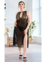 Siyah Tül Büyük Beden Seksi Gecelik Real Passione 6303 Siyah detay görünüm