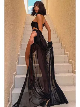 Angelsin Siyah Tül Pareo Plaj Elbisesi Angelsin MS 4400 - Alternatif Görünüm