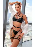 Siyah Zincirli Detaylı Jartiyerli İç Çamaşır Takımı Loomerie 525 Siyah farklı açı