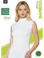 Bambu Sıfır Kol Balıkçı Yaka Bayan Atlet Sortie 107 Beyaz