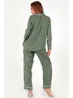 Stripes Uzun Kollu Kadın Pijama Takım DoReMi 002-000088 Haki