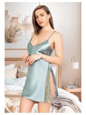 Miss Laris Su Yeşili Saten Kadın Dekolteli Gecelik Miss Laris 2089