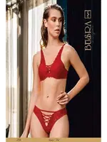 V Kesim Çapraz İpli Kadın Sütyen Külot Takım Büşra 206 Kırmızı detay görünüm