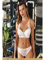 Büzgülü Dantelli Kadın Sütyen Külot Takım Büşra 230 Ekru detay görünüm