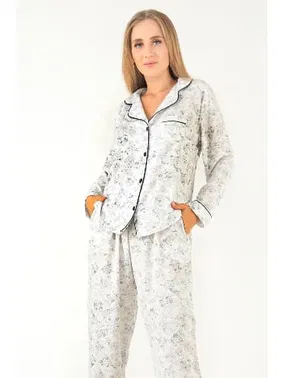 DOREMI Sweat Floral Uzun Kollu Kadın Pijama Takım DoReMi 002-000083 - Alternatif Görünüm