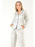 Sweat Floral Uzun Kollu Kadın Pijama Takım DoReMi 002-000083 Beyaz detay görünüm