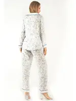 Sweat Floral Uzun Kollu Kadın Pijama Takım DoReMi 002-000083 Beyaz farklı açı