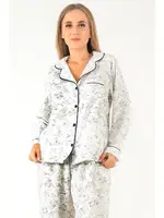 Sweat Floral Uzun Kollu Kadın Pijama Takım DoReMi 002-000083 Beyaz görsel 5