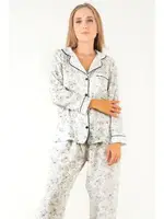 Sweat Floral Uzun Kollu Kadın Pijama Takım DoReMi 002-000083 Beyaz görsel 8