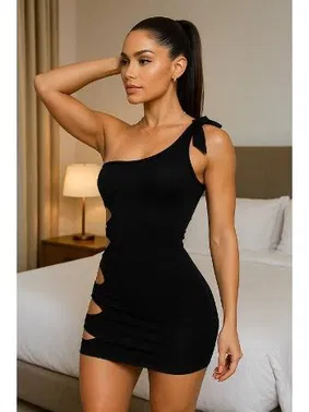 Venlisa Metal Aksesuarlı Tek Omuz Kısa Fantazi Elbise Venlisa 9202 - Alternatif Görünüm