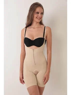 Sistina İp Askılı Ağ Kısmı Açık Fermuarlı Tam Boy Kadın Korse Sistina 753