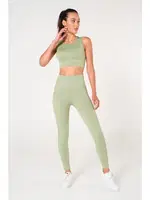 Toparlayıcı Çift Katlı Dikişsiz Yüksek Bel Fitilli Spor Tayt FormActive 1550 Yeşil görsel 25