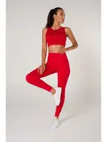 Toparlayıcı Çift Katlı Dikişsiz Yüksek Bel Fitilli Spor Tayt FormActive 1550 Kırmızı görsel 5