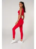 Toparlayıcı Çift Katlı Dikişsiz Yüksek Bel Fitilli Spor Tayt FormActive 1550 Kırmızı farklı açı