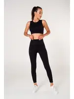 Toparlayıcı Çift Katlı Dikişsiz Yüksek Bel Fitilli Spor Tayt FormActive 1550 Siyah görsel 7