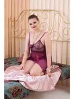 Transparan Büyük Beden Fantazi Gecelik Takımı İzabel 4003 Mor