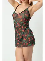 Transparan Çiçek Desenli Fantezi Kadın Gecelik SHE 1367 Siyah görsel 4