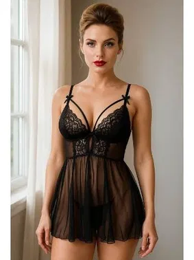 Venlisa Kurdelalı Transparan Dantelli Fantazi Gecelik Venlisa 2211