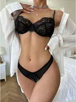 Transparan Dantel Siyah Kadın Fantazi Sütyen SHE 2010 Siyah farklı açı