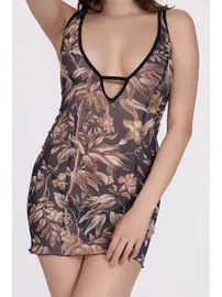 SHE Transparan Desenli Fantezi Kadın Gecelik SHE 1374