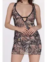 Transparan Desenli Fantezi Kadın Gecelik SHE 1374 Siyah detay görünüm