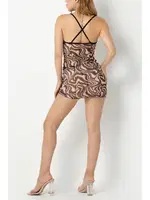 Transparan Yılan Desenli Fantezi Mini Gecelik SHE 1340 Kahverengi görsel 5