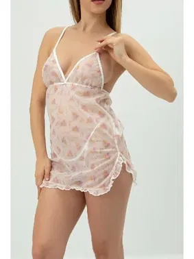 SHE Tül Beyaz String Fantezi Gecelik Takım SHE 1364 - Alternatif Görünüm