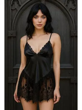 NightLight Tül Dantel Etekli Fantezi Kadın Gecelik Siyah NightLight 3786