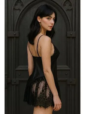 NightLight Tül Dantel Etekli Fantezi Kadın Gecelik Siyah NightLight 3786 - Alternatif Görünüm