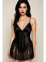 Tül Dantel Etekli Fantezi Kadın Gecelik Siyah NightLight 3786 Siyah farklı açı