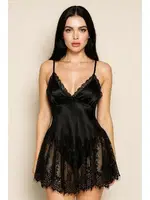 Tül Dantel Etekli Fantezi Kadın Gecelik Siyah NightLight 3786 Siyah görsel 5