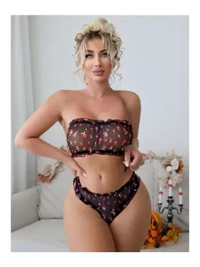 missisX Tül Desenli Fantazi Büstiyer Takım missisX 3050