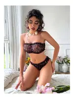 Tül Desenli Fantazi Büstiyer Takım missisX 3050 Siyah görsel 4