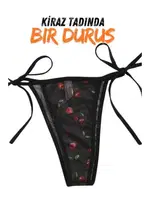 Tül Kiraz Desenli Fantazi Büstiyer Takım missisX 3049 Siyah farklı açı