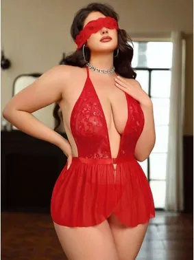 Jesica Bella Tül Kırmızı Dantel Göz Bantlı Fantazi Gecelik Jesica Bella JB-15039 - Alternatif Görünüm