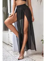 Tül Pareo Etek Plaj Elbisesi Siyah Angelsin MS 4405 Siyah detay görünüm