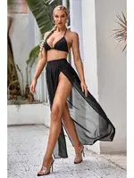 Tül Pareo Etek Plaj Elbisesi Siyah Angelsin MS 4405 Siyah farklı açı