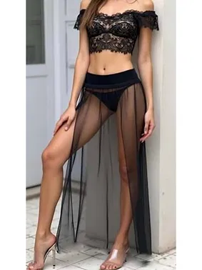 Venlisa Siyah Tül Pareo Etek Plaj Elbisesi Venlisa V9700