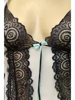 Tül Sabahlıklı Dantelli Mint Yeşil Siyah Kadın Fantezi Gecelik Takımı Asimod MissisX 4072 farklı açı