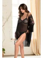 Tül Siyah Sabahlıklı Erotik Gecelik Real Passione 8102 Siyah detay görünüm