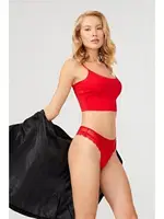 Transparan Dantelli Fantazi Kadın Tanga Venlisa 6103 Kırmızı farklı açı