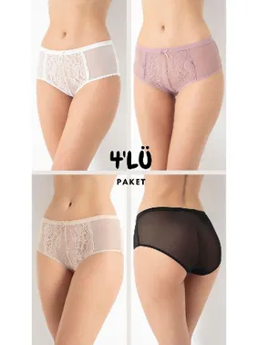 Confeo Tüllü Midi Bato 4 Lü Paket Kadın Külot Confeo C804-505