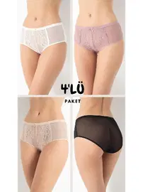 Confeo Tüllü Midi Bato 4 Lü Paket Kadın Külot Confeo C804-505