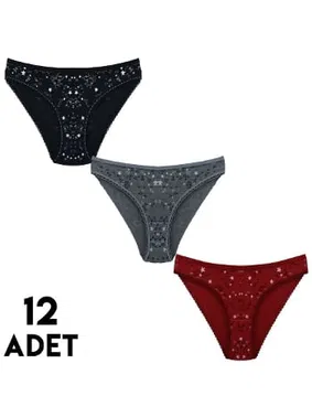Tutku Yıldızlı Helena Karışık Renk Kadın Bikini Külot 12'li Tutku 0587