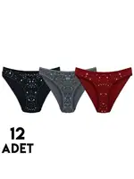 Yıldızlı Helena Karışık Renk Kadın Bikini Külot 12'li Tutku 0587 Asorti farklı açı