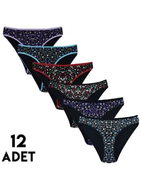 Tutku Çiçekli Amore Kadın Bikini Külot 12'li Tutku 0596
