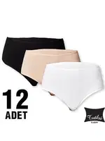 Beyaz Bayan Likralı Bato Külot 12'li Tutku 0924 Beyaz
