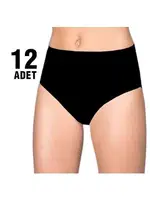 Renkli Bayan Likralı Bato Külot 12'li Tutku 0925 Siyah