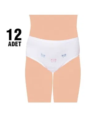 Tutku İnce Bel İşlemeli Kız Çocuk Slip Külot 12'li Tutku 821
