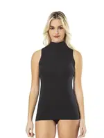 Balıkçı Yaka Elestan Sıfır Kollu Kadın Atlet Tutku Elit 2204 Siyah